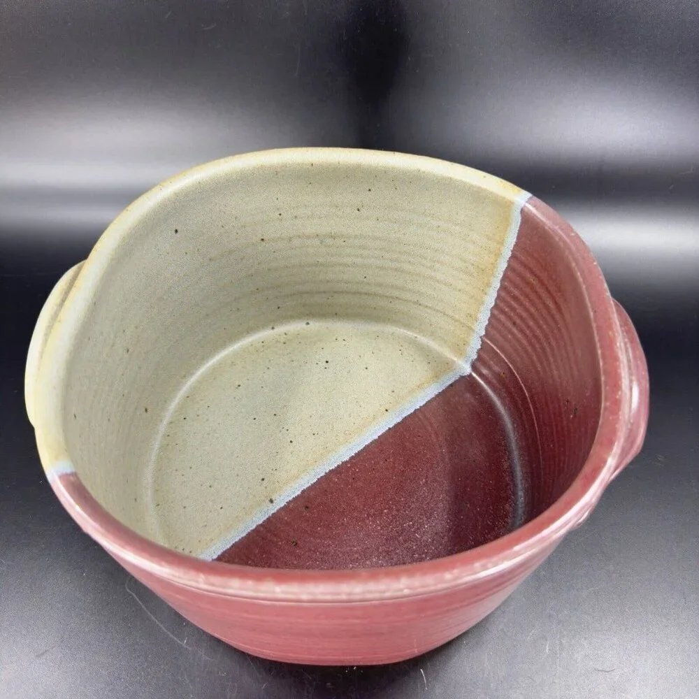 Hand Made Studio Art Pottery Bowl Dish With Handles Signed B‎ Creek Planter Pot